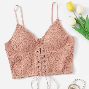 Flora crochet lace up bustier top